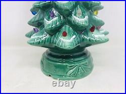 Ceramic Christmas Tree Vintage 16 Green Snow Capped 1 Piece No bulb Great Shape