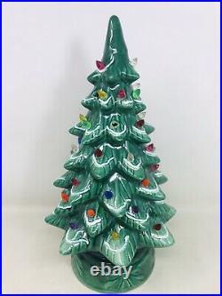 Ceramic Christmas Tree Vintage 16 Green Snow Capped 1 Piece No bulb Great Shape