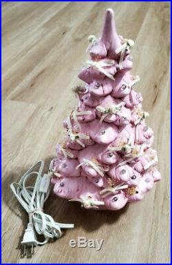 Ceramic Christmas Tree Vintage 1987 Pink 13