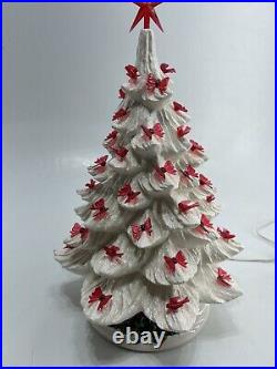 Ceramic Christmas Tree Vintage 2-Piece Lighted 15 With Music Box