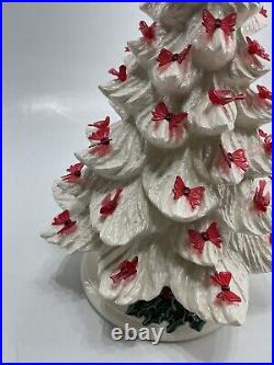 Ceramic Christmas Tree Vintage 2-Piece Lighted 15 With Music Box
