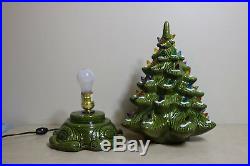 Ceramic Christmas Tree Vintage Lighted 2 Piece 16 Snow Flocked Bright Green