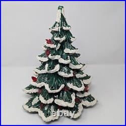 Ceramic Lighted Christmas Tree 2PC Tree & Base 16 Vintage