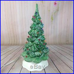 Ceramic Lighted Christmas Tree Decoration Lamp Light Vintage Art Piece Handmade