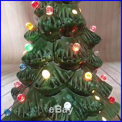 Ceramic Lighted Christmas Tree Decoration Lamp Light Vintage Art Piece Handmade