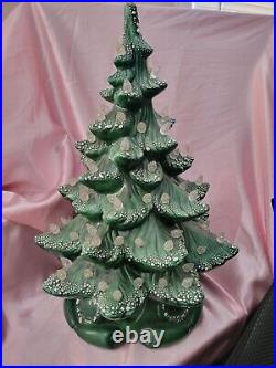 Ceramic flocked CHRISTMAS TREE handmade Vintage ATLANTIC MOLD 17
