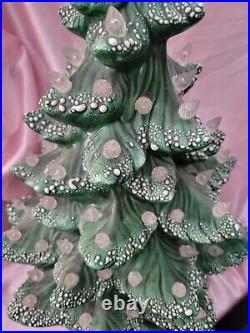 Ceramic flocked CHRISTMAS TREE handmade Vintage ATLANTIC MOLD 17
