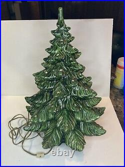 Choice Vintage 70's Green Ceramic Christmas Tree 23 Tall 3 sections Lights