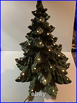 Choice Vintage 70's Green Ceramic Christmas Tree 23 Tall 3 sections Lights