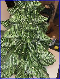 Choice Vintage 70's Green Ceramic Christmas Tree 23 Tall 3 sections Lights