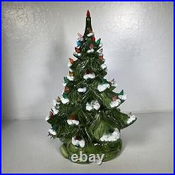 Christmas Tree Atlantic Mold Ceramic Light Up Snow Flocked 1975 Vintage 16