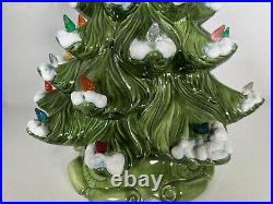 Christmas Tree Atlantic Mold Ceramic Light Up Snow Flocked 1975 Vintage 16