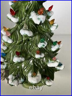 Christmas Tree Atlantic Mold Ceramic Light Up Snow Flocked 1975 Vintage 16