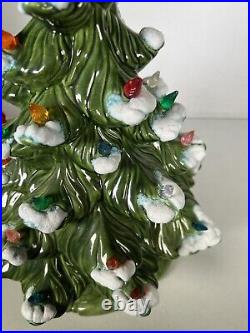 Christmas Tree Atlantic Mold Ceramic Light Up Snow Flocked 1975 Vintage 16