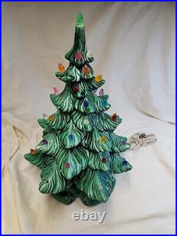 Christmas Tree Ceramic 1970 Vintage RARE with lights and base