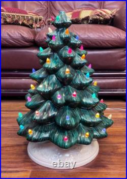 Christmas Tree Cramer Mold 21 Large Ceramic Tall Base 10.5 Base Vintage 1981