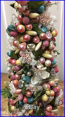 Christmas Tree Folk Art Fruit Hand Made Germany Vintage Shiny Costume Jewelry