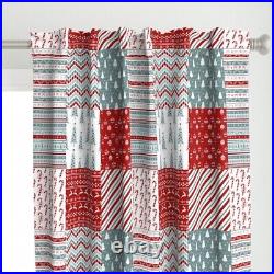 Christmas Tree Patchwork Nordic Vintage 50 Wide Curtain Panel by Spoonflower