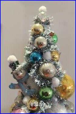 Christmas Vintage Bottle Brush Tree with Snowman Planter/Mug