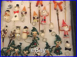 Christmas Vintage Chenille Pipe Cleaner Picks Japan Lot 37 Pc. Santa Trees Elves