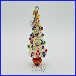 Christopher Radko Slim And Trimmed Glass Christmas Ornament 7 Tree NEW