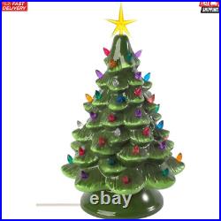 Classic Ceramic Christmas Tree 15.5 Vintage Green Tree with Separate Base