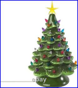 Classic Ceramic Christmas Tree 15.5 Vintage Green Tree with Separate Base