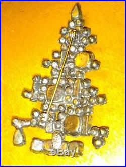 Collectible Vintage WEISS 6 CANDLE CHRISTMAS TREE Brooch Pin Colorful