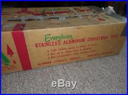 Complete 6 FT Vtg 94 Branch EVERGLEAM ALUMINUM CHRISTMAS TREE with DELUXE STAND