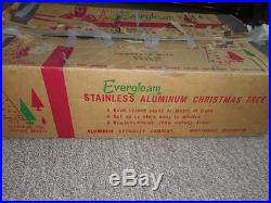 Complete 6 FT Vtg 94 Branch EVERGLEAM ALUMINUM CHRISTMAS TREE with DELUXE STAND