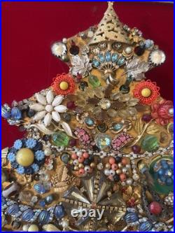 Costume Jewelry Christmas Tree 1970's Vintage (lights Work)