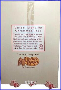 Cracker Barrel Ceramic Christmas Tree Glitter Lights Up Vintage NEW IN BOX