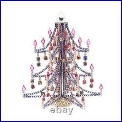 Czech 3 dimensional rhinestone Christmas tree ornament blue purple