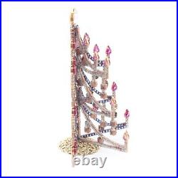 Czech 3 dimensional rhinestone Christmas tree ornament blue purple