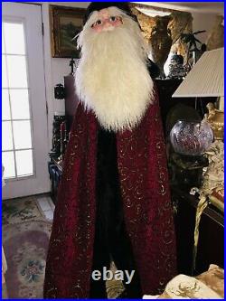 Dan Dee Santa 9 Foot Tree Topper Large Face and Long Red Ornate Robe Vintage