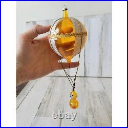 De Carlini Vintage Italian glass hot air balloon bear RARE Ornament Xmas tree