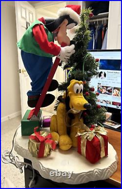 Disney Animated Goofy & Pluto Christmas Tree Santa's Best Vintage