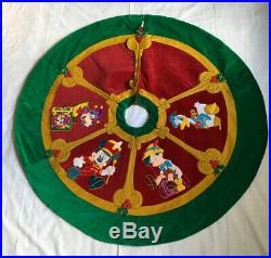 Disney Store Vintage Christmas Tree Skirt Mickey Donald Goofy Pinocchio