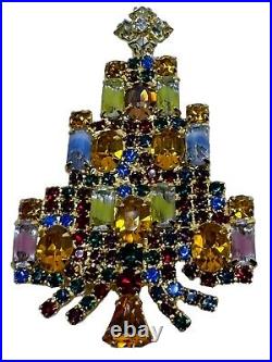 Dominique Signed Vintage Christmas Tree Pin Brooch Candle Design Holiday Gift