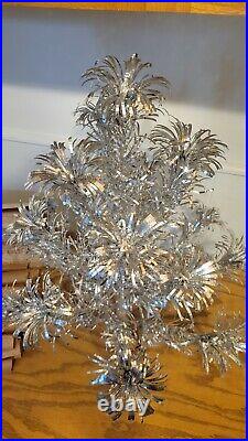 EVERGLEAM Silver TINSEL ALUMINUM XMAS Tree 2 FT TALL IN ORG. BOX Complete VTG