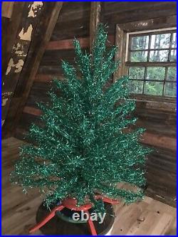 Early 1960's Green Aluminum Christmas Tree Mid Century Vintage Rare Color