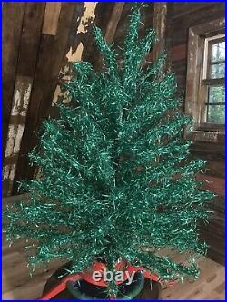 Early 1960's Green Aluminum Christmas Tree Mid Century Vintage Rare Color