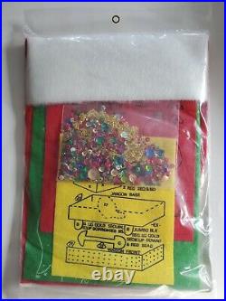 Edna Looney Jeweled Christmas Stocking Kit 1F70 Christmas Tree Giifts Vtg MCM