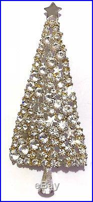 Eisenberg Ice 4 Signed Christmas Tree Pin Brooch Vintage Rhinestones