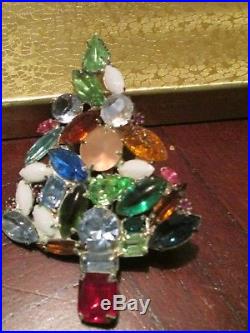 Eisenberg Ice Huge Christmas Tree Pin Brooch Vintage Signed Rhinestones CKITOUT
