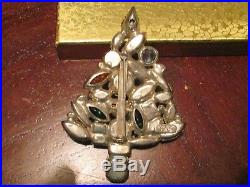 Eisenberg Ice Huge Christmas Tree Pin Brooch Vintage Signed Rhinestones CKITOUT