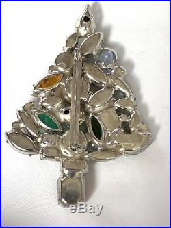 Eisenberg Ice Large Signed Christmas Tree Pin Brooch Vintage Chunky Rhinestones