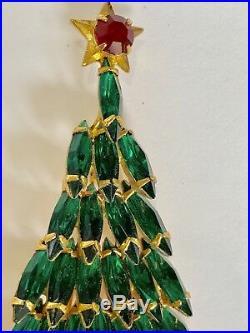 Eisenberg Ice Large Signed Christmas Tree Pin Brooch Vintage Rhinestones