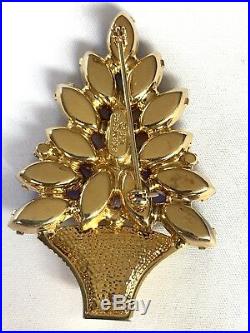 Eisenberg Ice Large Signed Vintage Christmas Tree Pin Brooch Rhinestones