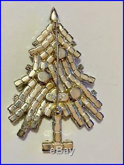 Eisenberg Ice Signed Christmas Tree Brooch Vintage Rhinestones Dangling Garland